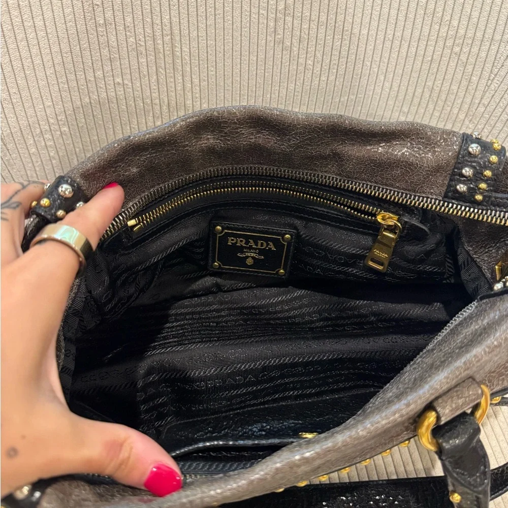 studded prada crinkle bag
